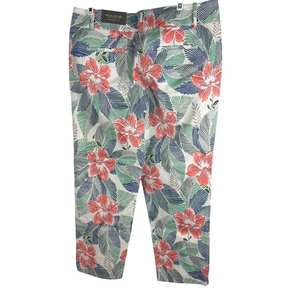 Ann Taylor Factory Floral Cropped Leg Pants Size 10 Cotton/Spandex Blend - Picture 2 of 6